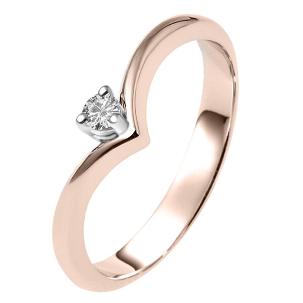 Μονόπετρο δαχτυλίδι Κ18 ροζ χρυσό με διαμάντι