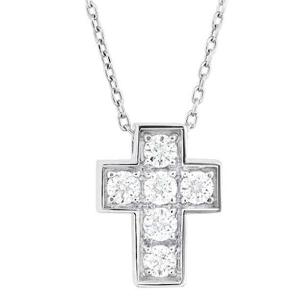 Βαπτιστικός σταυρός με διαμάντια για κορίτσι