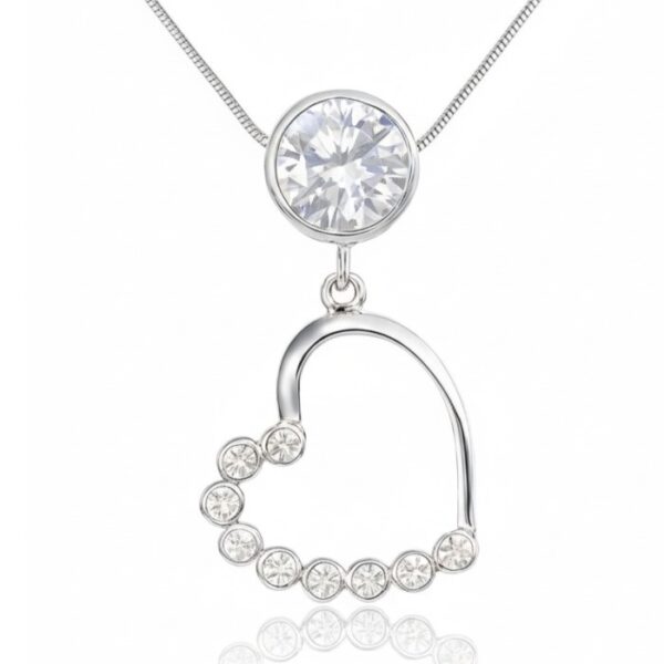Ασημένιο κολιέ καρδιά και swarovski