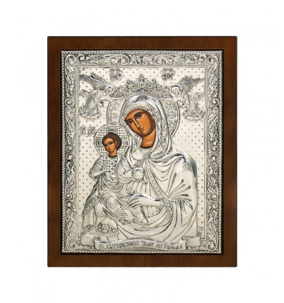 Εικόνα Βυζαντινή ασημένια Παναγία Γλυκασμός των αγγέλων