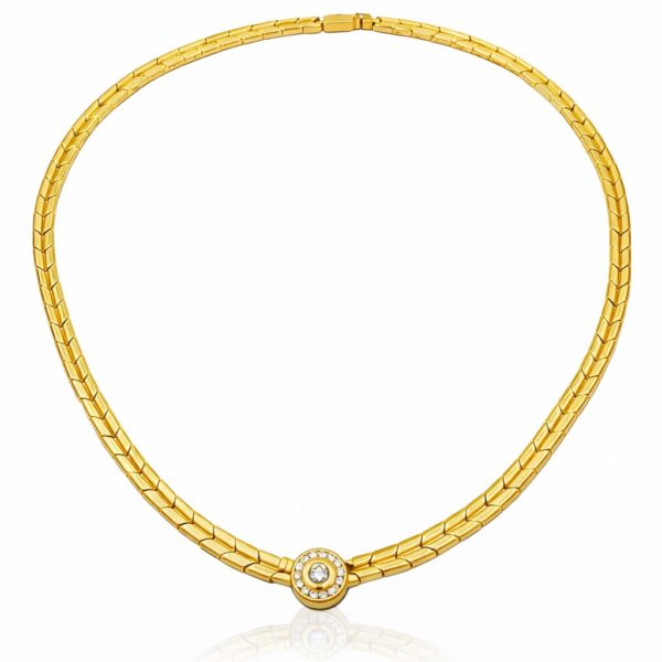 Χρυσό κολιέ με μπριγιάν Ι online jewellery I ketsetzoglou.gr