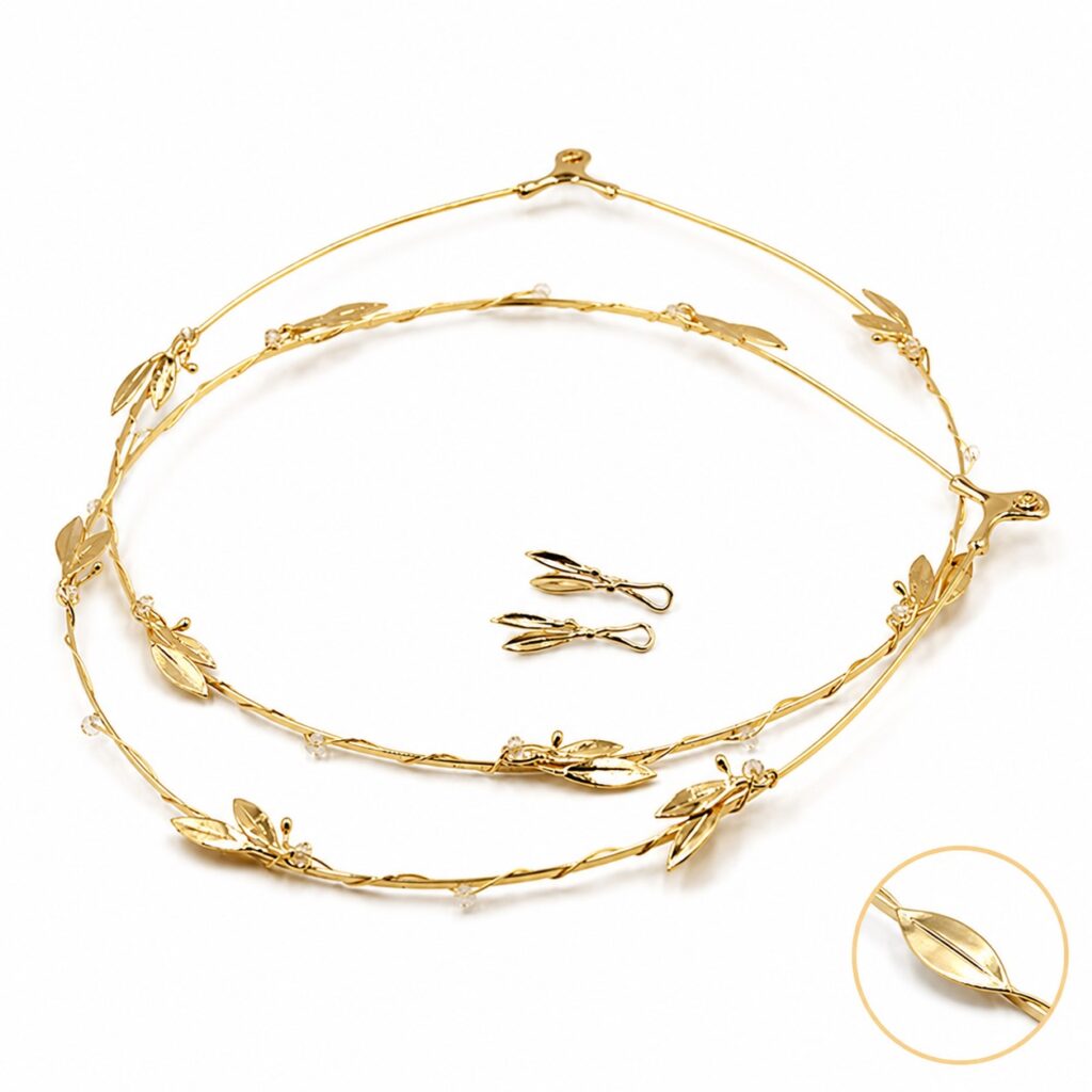 Χρυσά στέφανα γάμου με ελιά και ζιργκόν swarovski