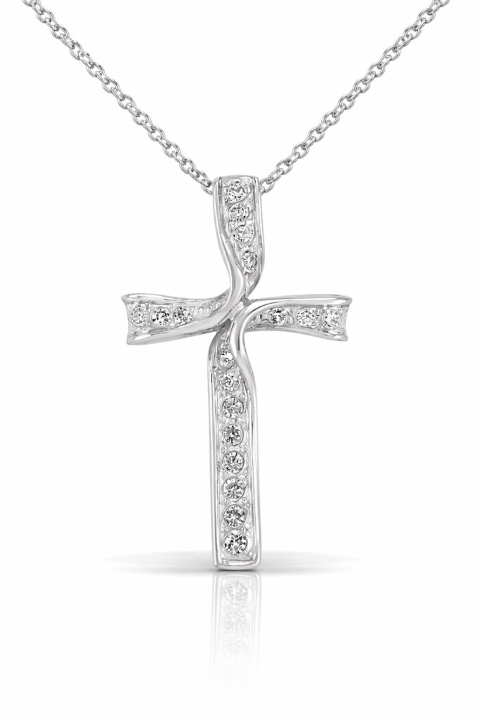 Σταυρός βάπτισης με πέτρες ζιργκόν swarovski