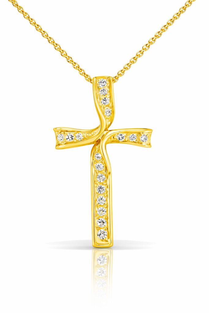 Σταυρός βάπτισης με πέτρες ζιργκόν swarovski