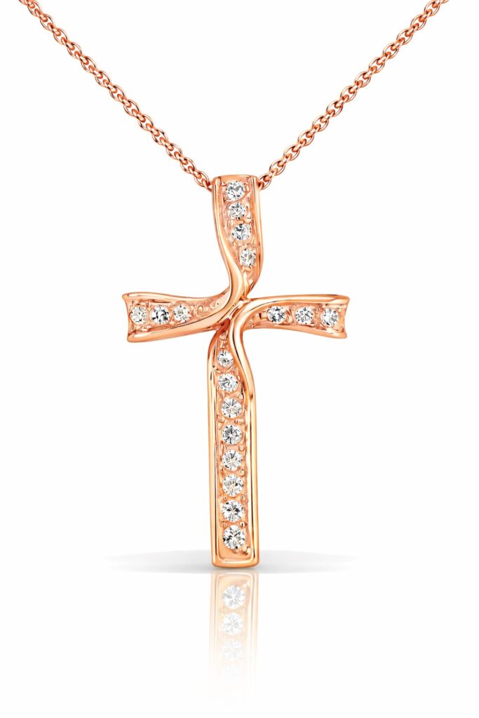 Σταυρός βάπτισης με πέτρες ζιργκόν swarovski