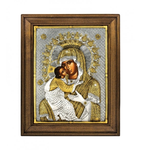 Εικόνα ασημένια Παναγία Γλυκοφιλούσα Βυζαντινή