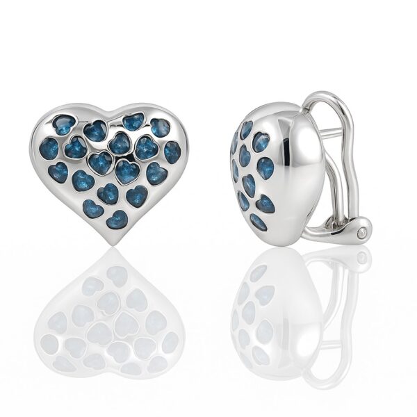 Σκουλαρίκια ασημένια με καρδιά ζιργκόν Swarovski