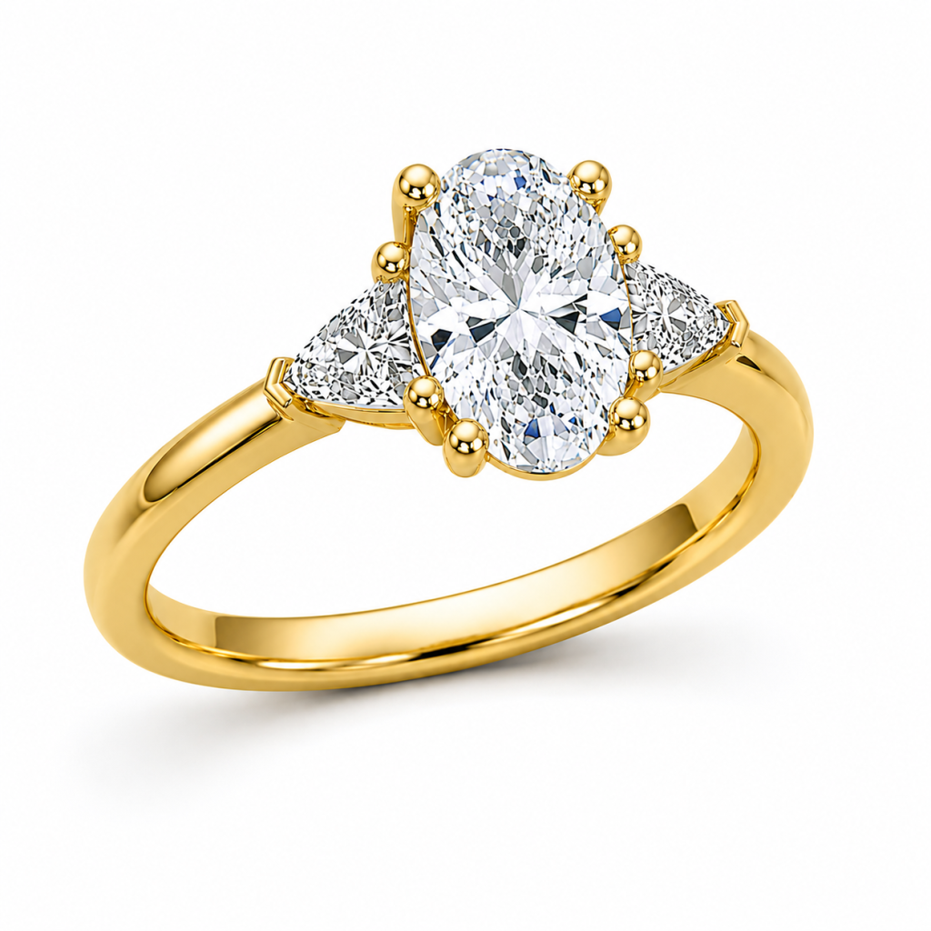 Oval diamond ring pink gold