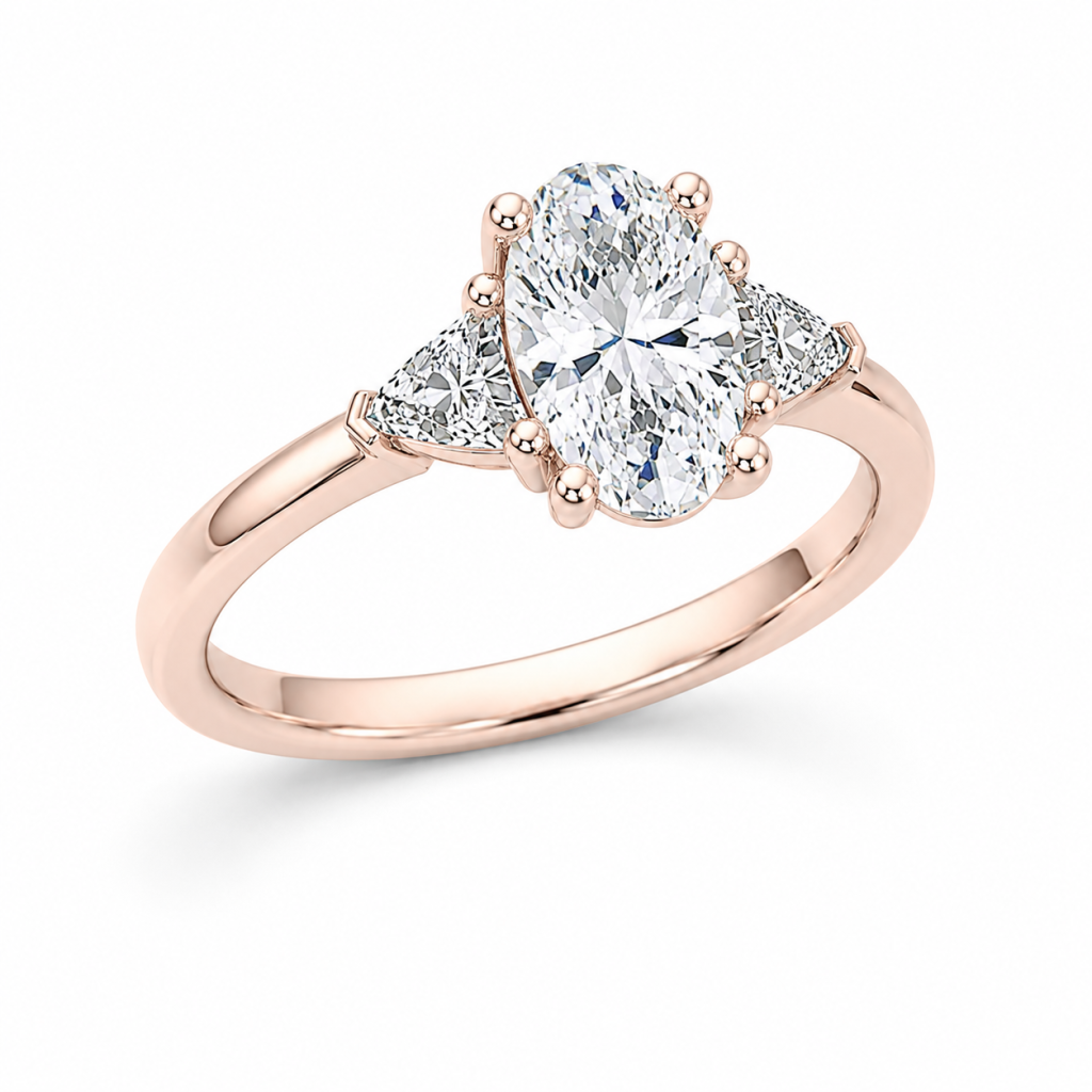 Oval diamond ring pink gold
