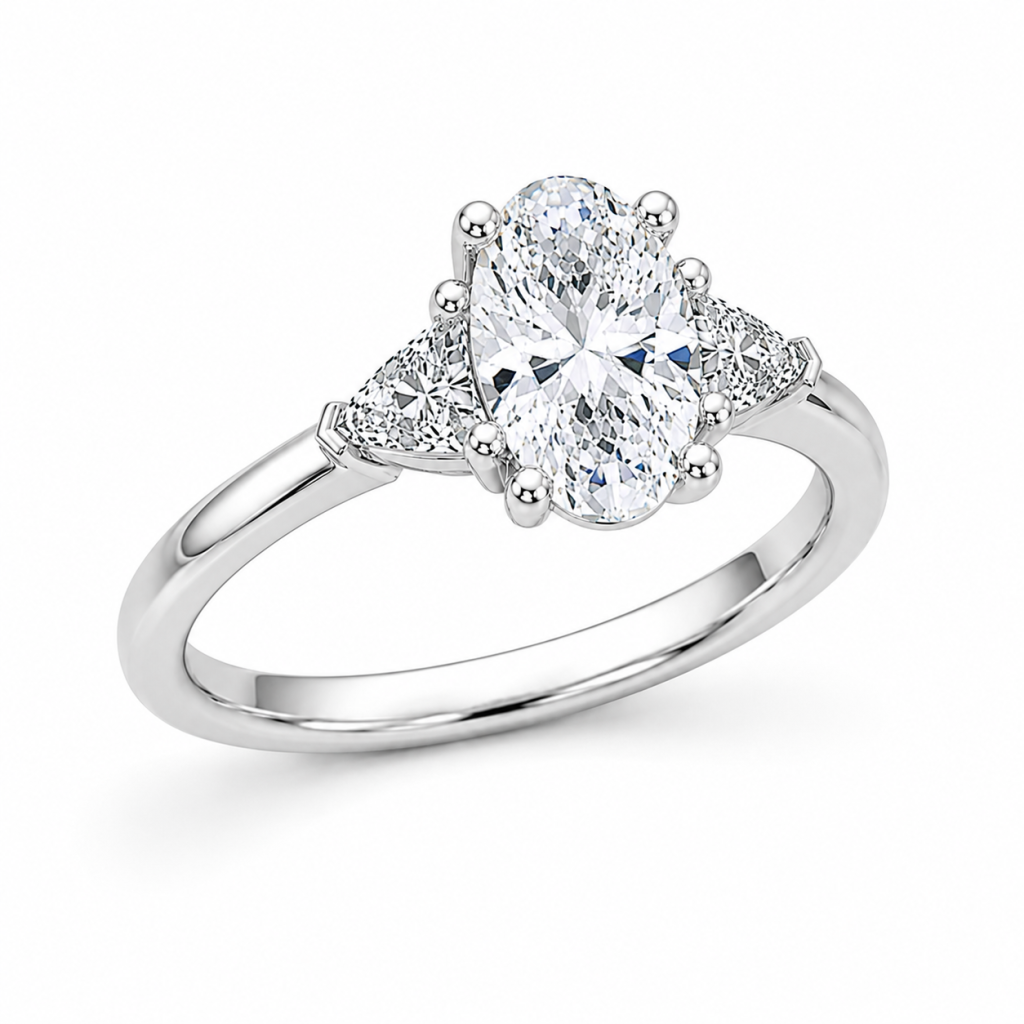 Oval diamond ring pink gold