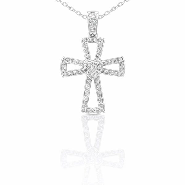 Σταυρός Λευκόχρυσος με Natural Diamonds