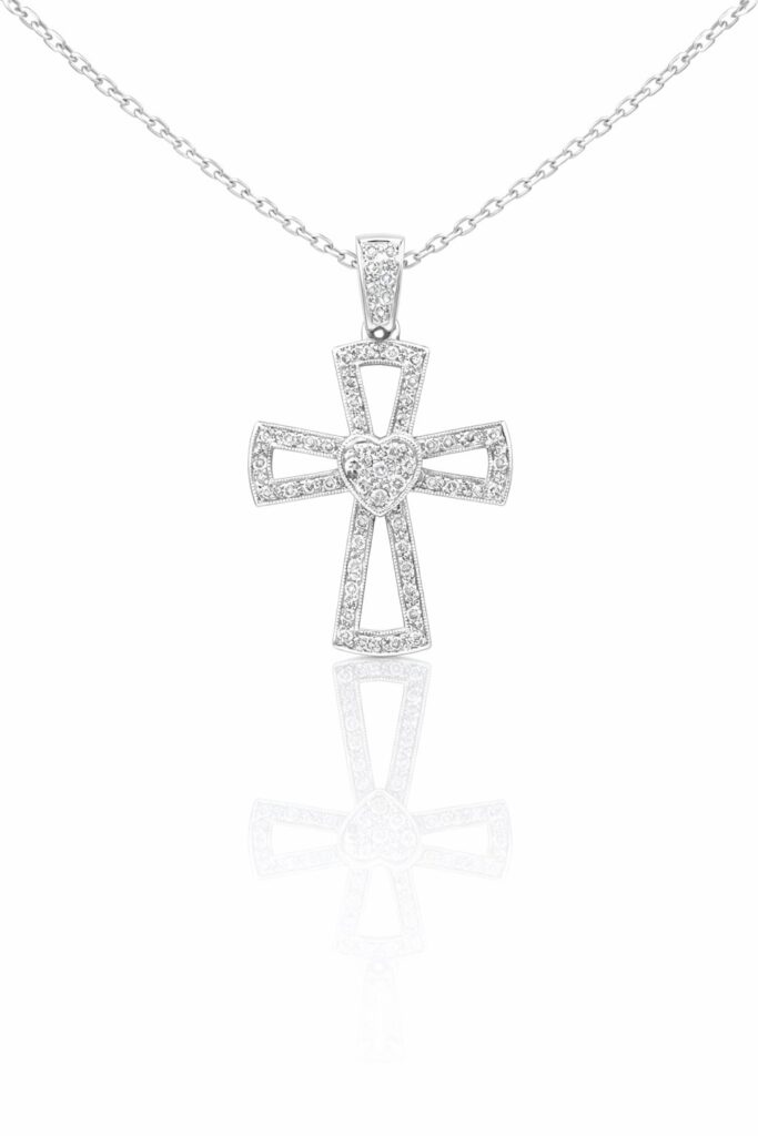Σταυρός Λευκόχρυσος με Natural Diamond