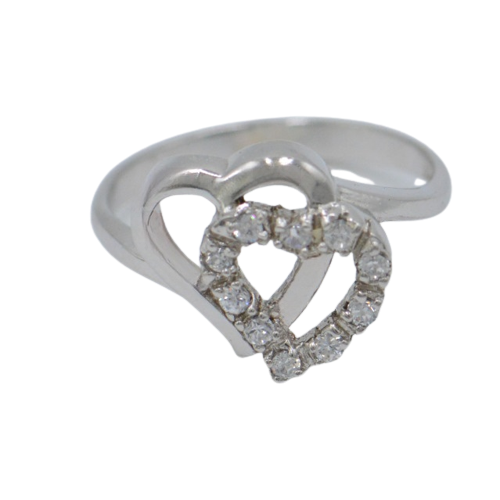 Δαχτυλίδι καρδιά με λευκά zircon swarovski - Eshop Ketsetzoglou.gr