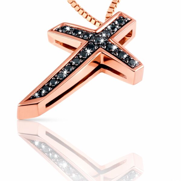 Σταυρός γυναικείος με μαύρα διαμάντια - Ketsetzoglou Jewellery