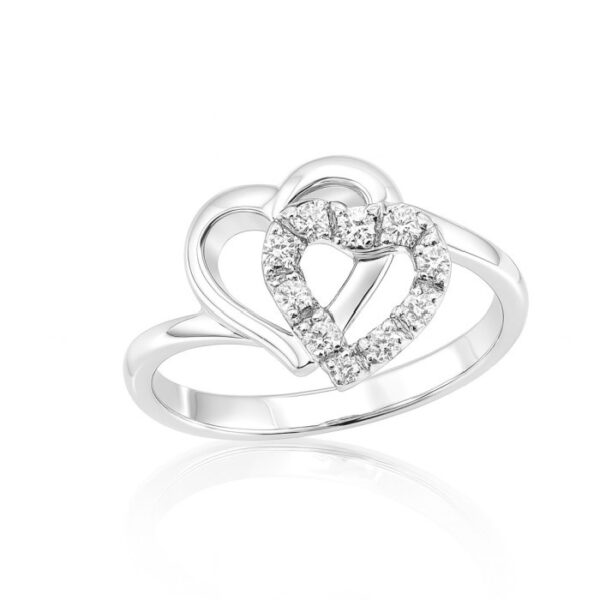 Δαχτυλίδι καρδιά με λευκά zircon swarovski