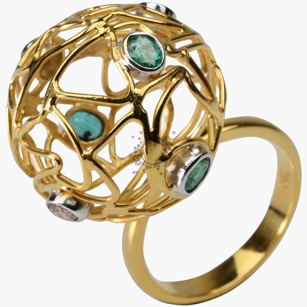 Δαχτυλίδι με σμαράγδια και διαμάντια - Κetsetzoglou Jewellery