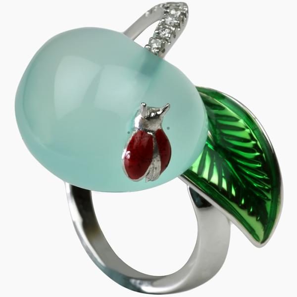 Δαχτυλίδι green opal coccinela