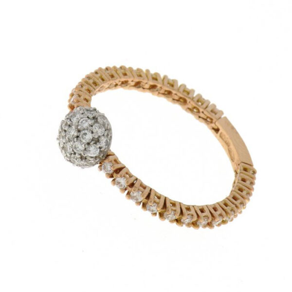 Ροζ χρυσό δαχτυλίδι δίχρωμο χειροποίητο με λευκά διαμάντια