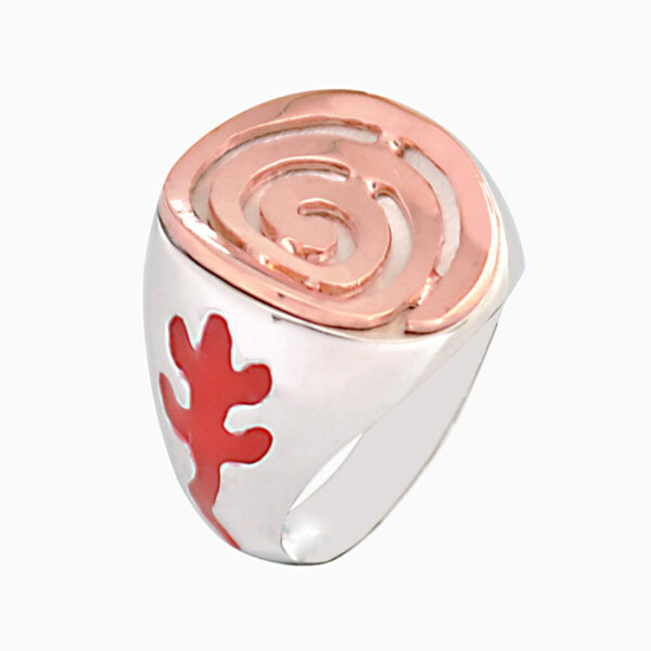 Δαχτυλίδι ασημένιο & ροζ χρυσό με σχέδιο γκρέκα