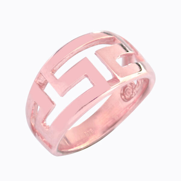 Δαχτυλίδι ασημένιο σε ροζ χρυσό με σχέδιο γκρέκα