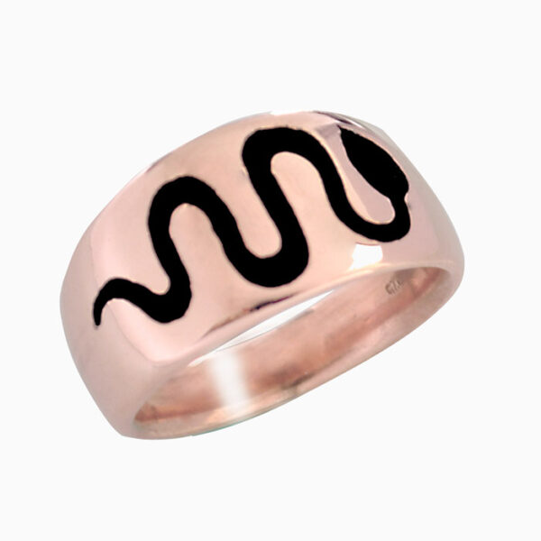 Δαχτυλίδι φίδι ασημένιο με μαύρο σμάλτο