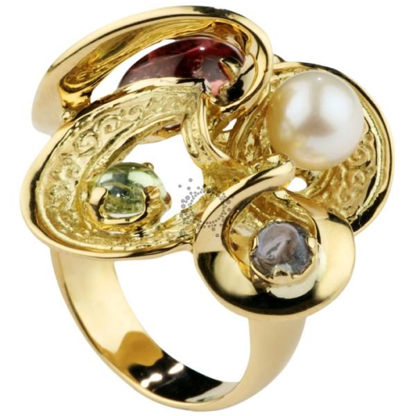 Δαχτυλίδι χρυσό με ημιπολύτιμες πέτρες - Eshop Ketsetzoglou.gr