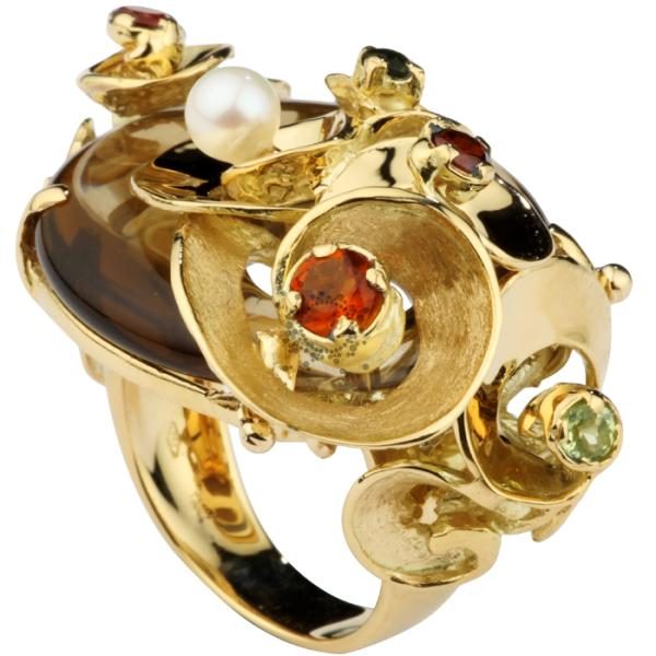 Δαχτυλίδι χρυσό με ημιπολύτιμες πέτρες - Eshop Ketsetzoglou.gr