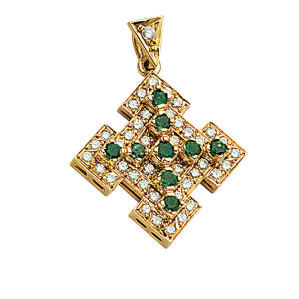 Σταυρός μπριγιάν και σμαράγδια σε χρυσό - Ketsetzoglou Jewelry