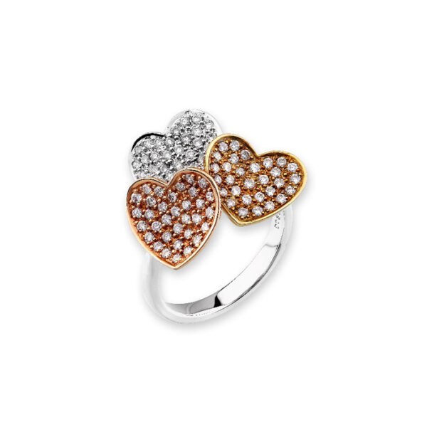 Καρδιά δαχτυλίδι χειροποίητο με διαμάντια -Ketsetzoglou.gr