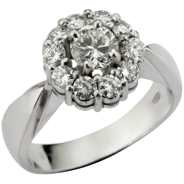 Ροζέτα δαχτυλίδι με διαμάντια λευκόχρυσο - Online Ketsetzoglou.gr 