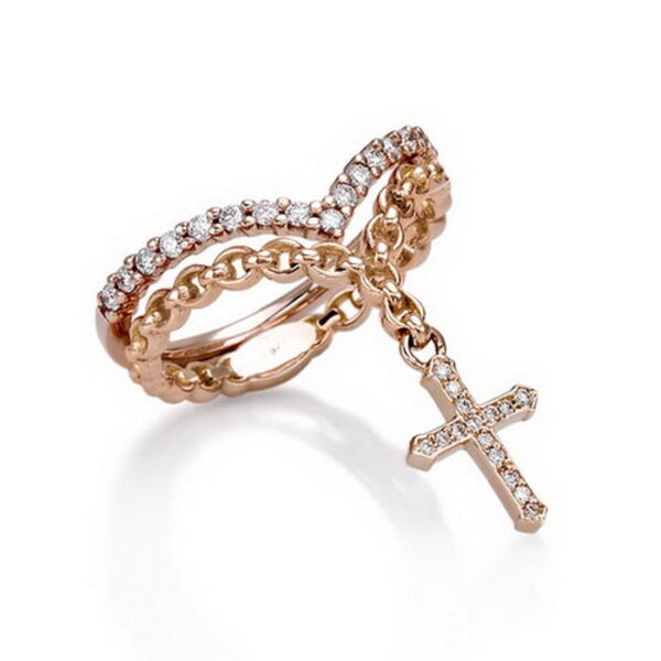 Δαχτυλίδι λευκόχρυσο & ροζ χρυσό διαμάντια
