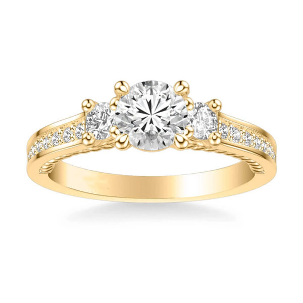 Κίτρινο χρυσό μονόπετρο δαχτυλίδι με διαμάντια 18Κ