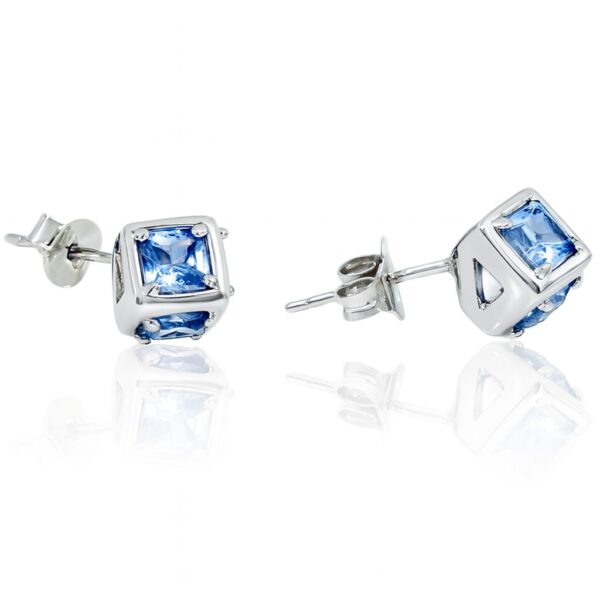 Σκουλαρίκια κύβος blue topaz